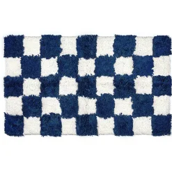 Checkerboard Indigo Bath Rug