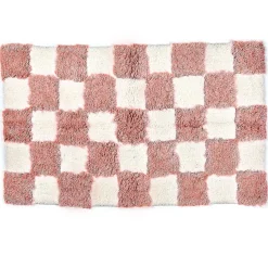 Checkerboard Pink Bath Rug
