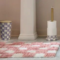 Checkerboard Pink Bath Rug