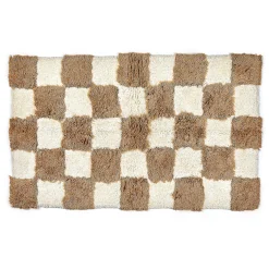 Checkerboard Taupe Bath Rug