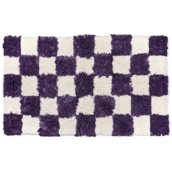 Checkerboard Violet Bath Rug