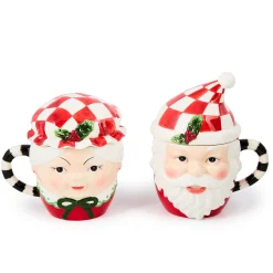 Check It Out Mr. & Mrs. Claus Mugs, Set of 2