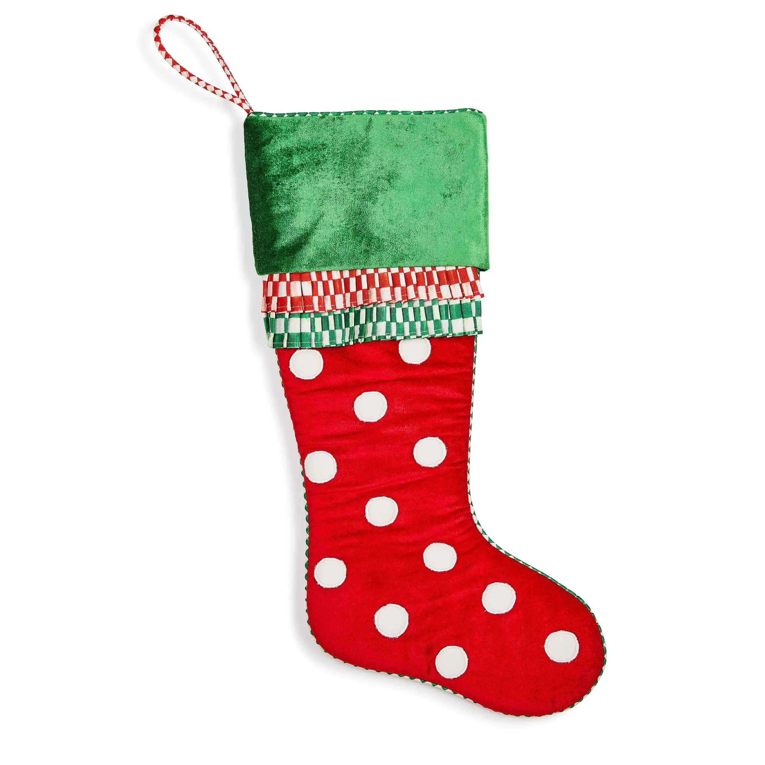 Check It Out Red & White Polka Dot Stocking