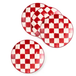 Cherry Check Appetizer Plates, Set of 4