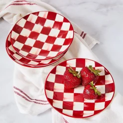 Cherry Check Appetizer Plates, Set of 4