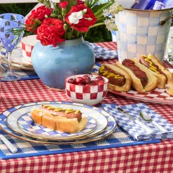 Cherry Check Breakfast Bowls, Set of 4