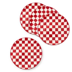 Cherry Check Dinner Plates, Set of 4