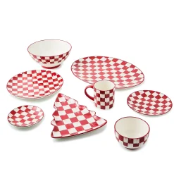 Cherry Check Dinner Plates, Set of 4