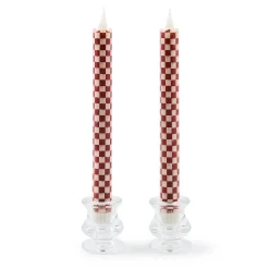 Cherry Check Flameless Dinner Candles, Set of 2