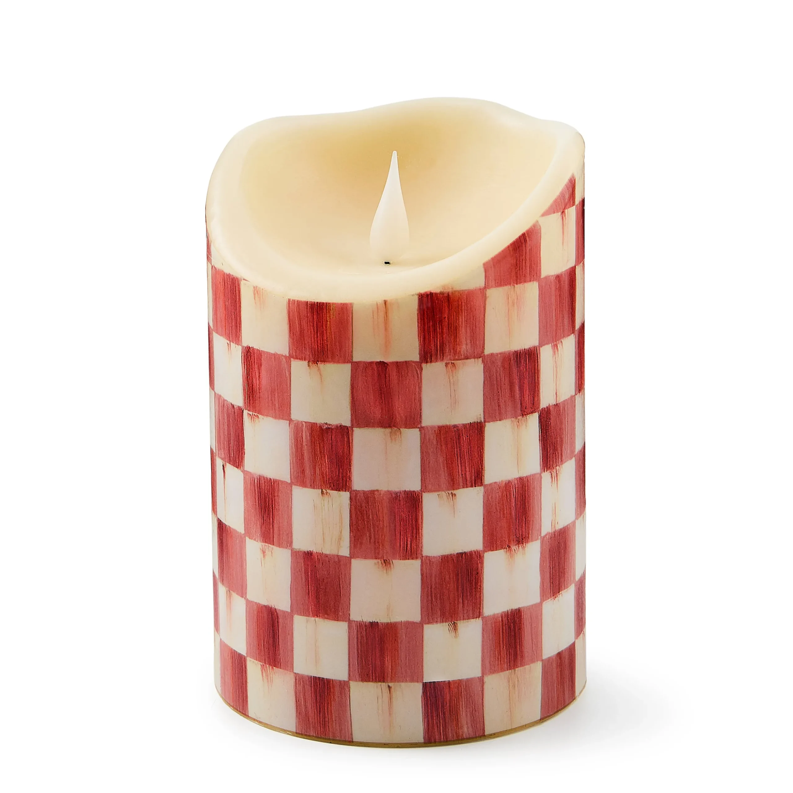 Cherry Check Flameless 6" Pillar Candle