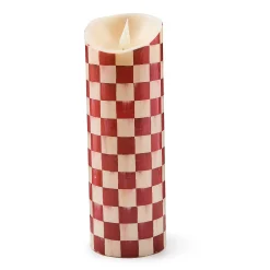 Cherry Check Flameless 9" Pillar Candle
