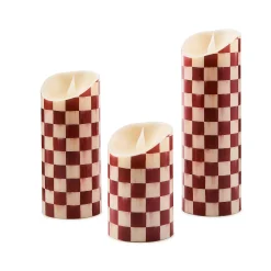 Cherry Check Flameless 9" Pillar Candle