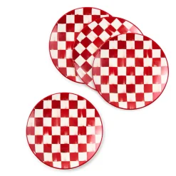 Cherry Check Salad Plates, Set of 4