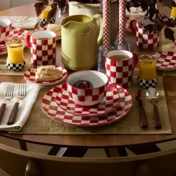 Cherry Check Salad Plates, Set of 4