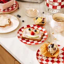 Cherry Check Salad Plates, Set of 4