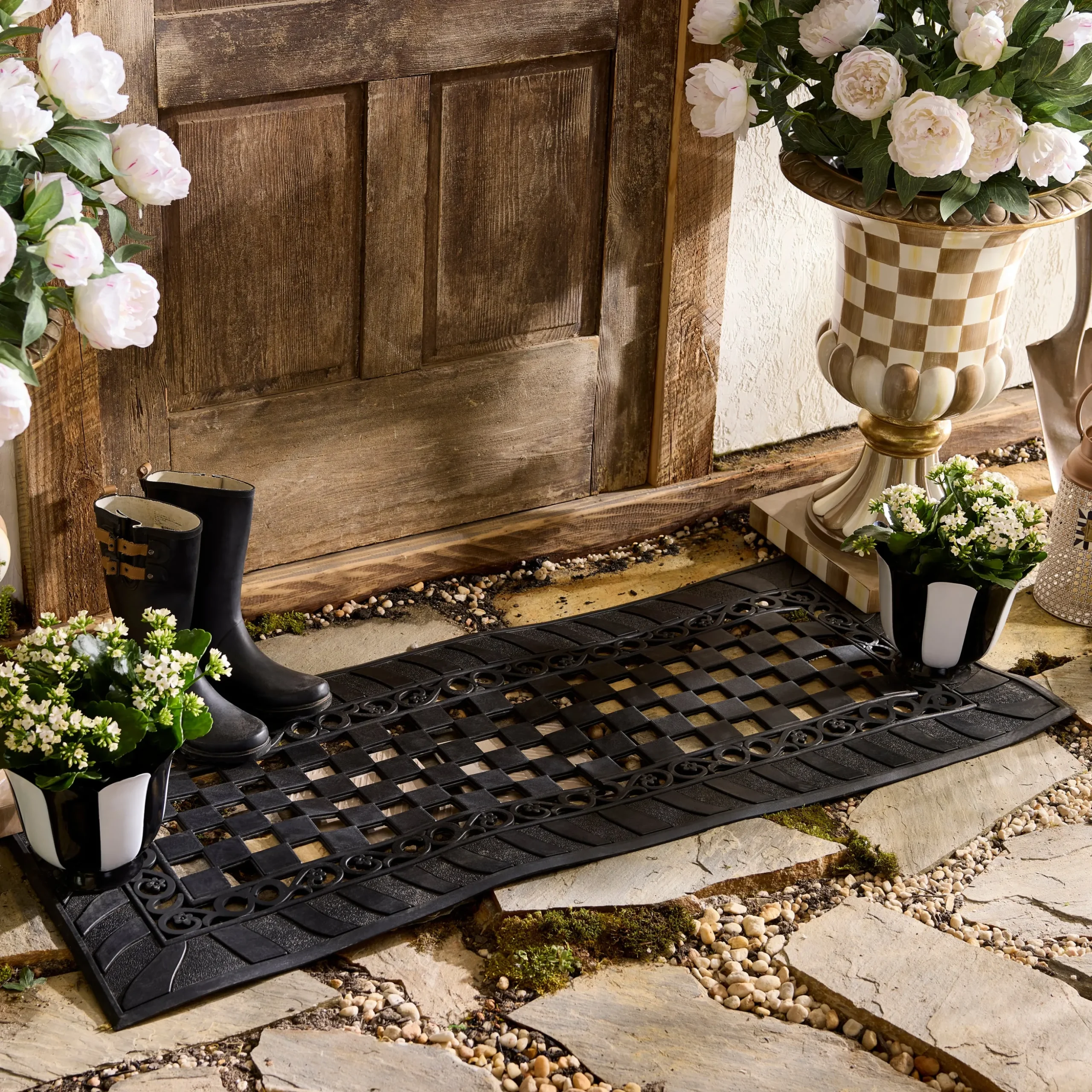 Classic Check Rubber Double Door Entrance Mat
