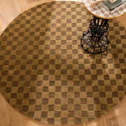 Cocoa Checkerboard 6' Round Rug