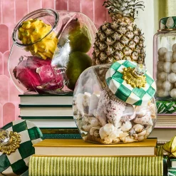 Cookie Jar with Emerald Check Lid