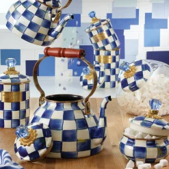 Cookie Jar with Royal Check Lid