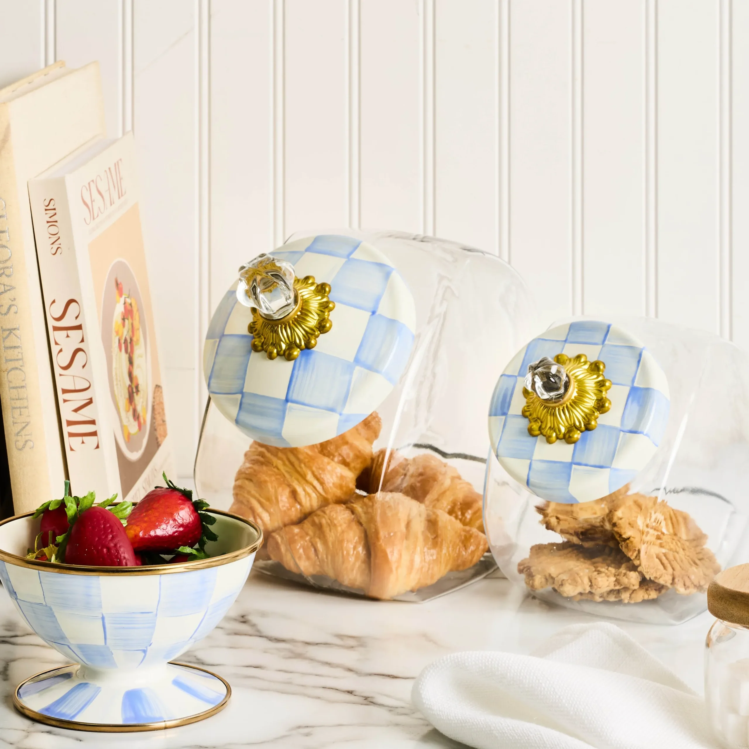 Cookie Jar with Sky Check Lid