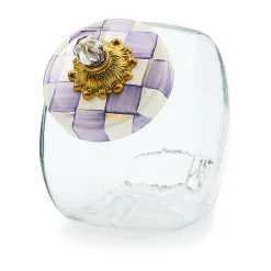 Cookie Jar with Violet Check Lid