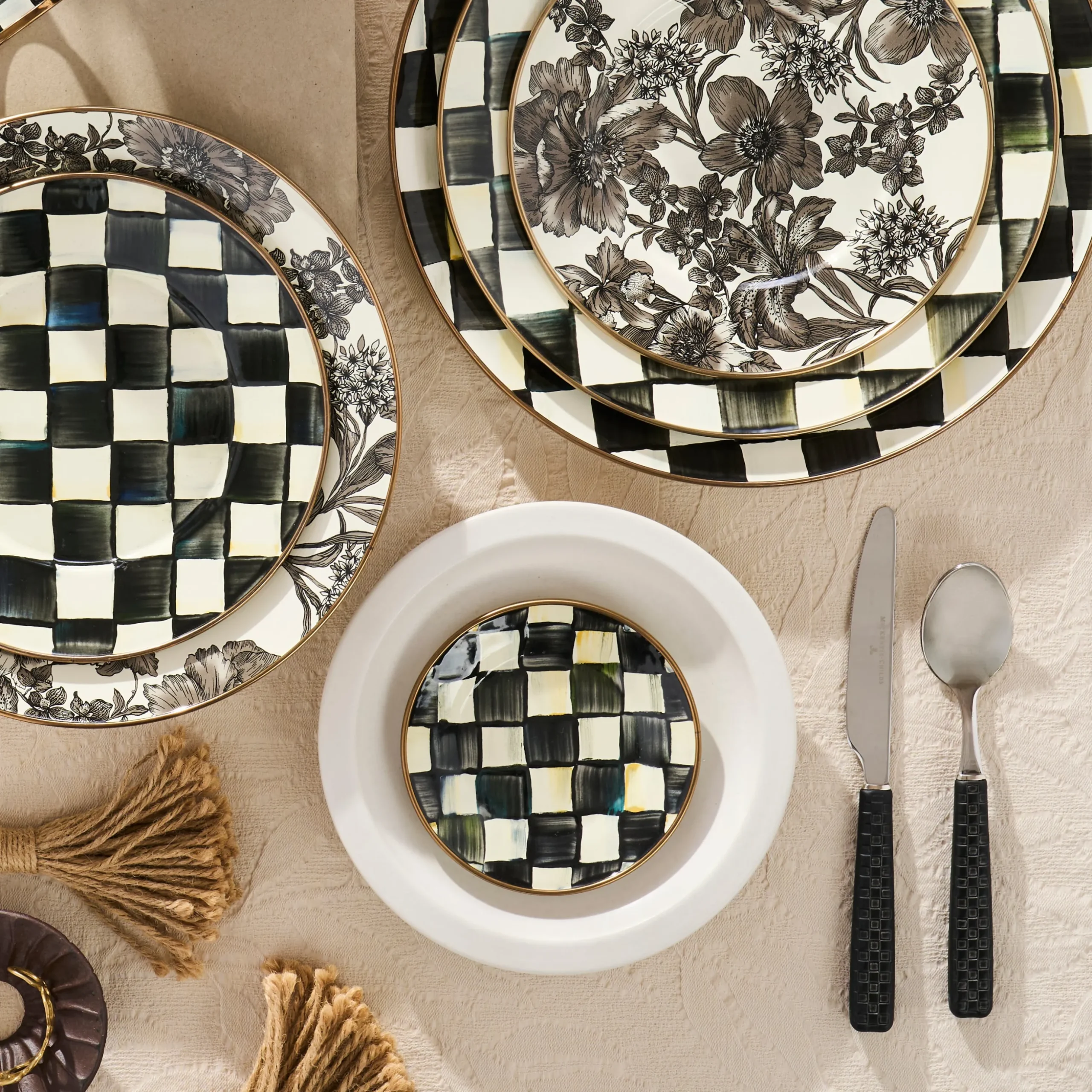 Courtly Check Appetizer Plates, Set of 4