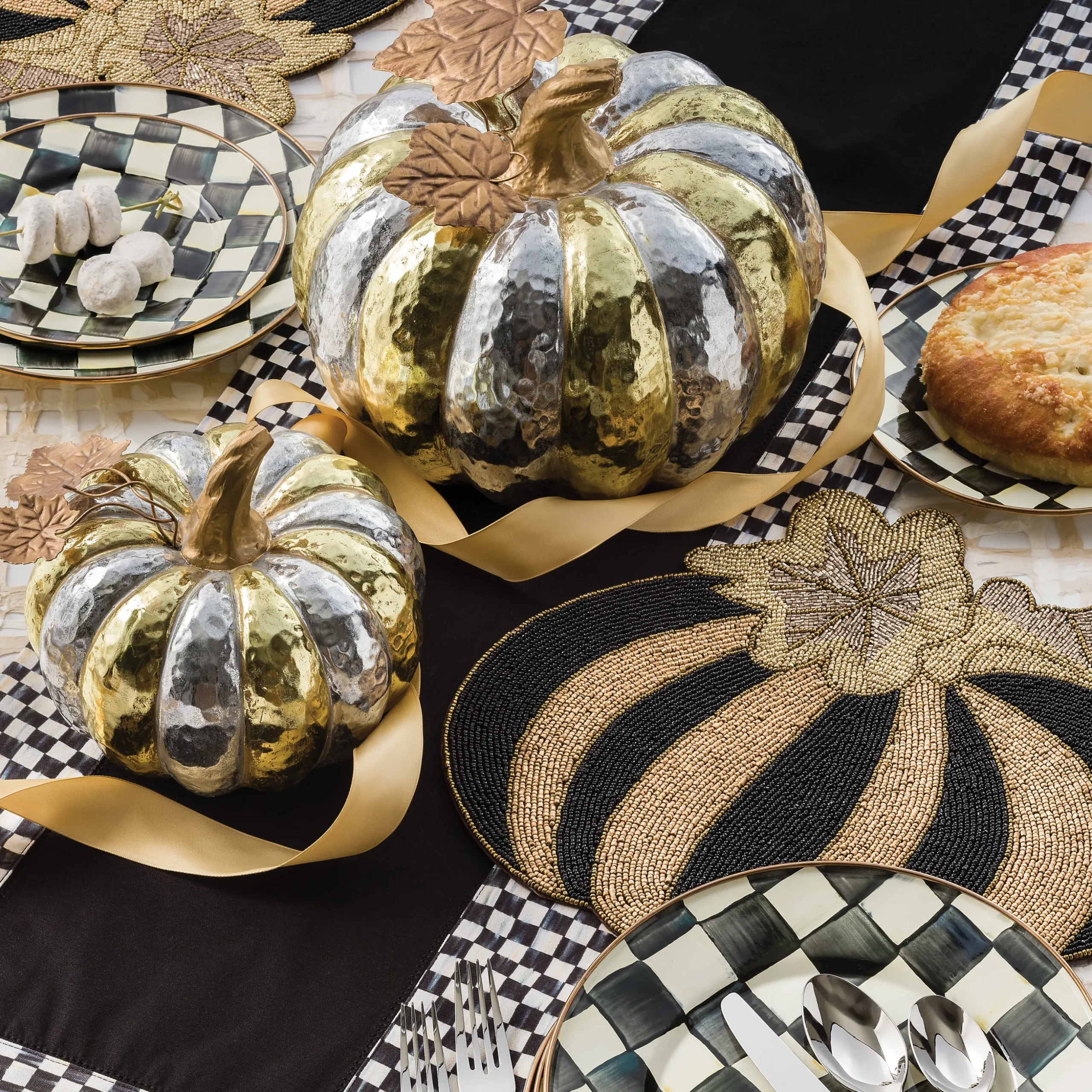 Courtly Check Black Table Runner