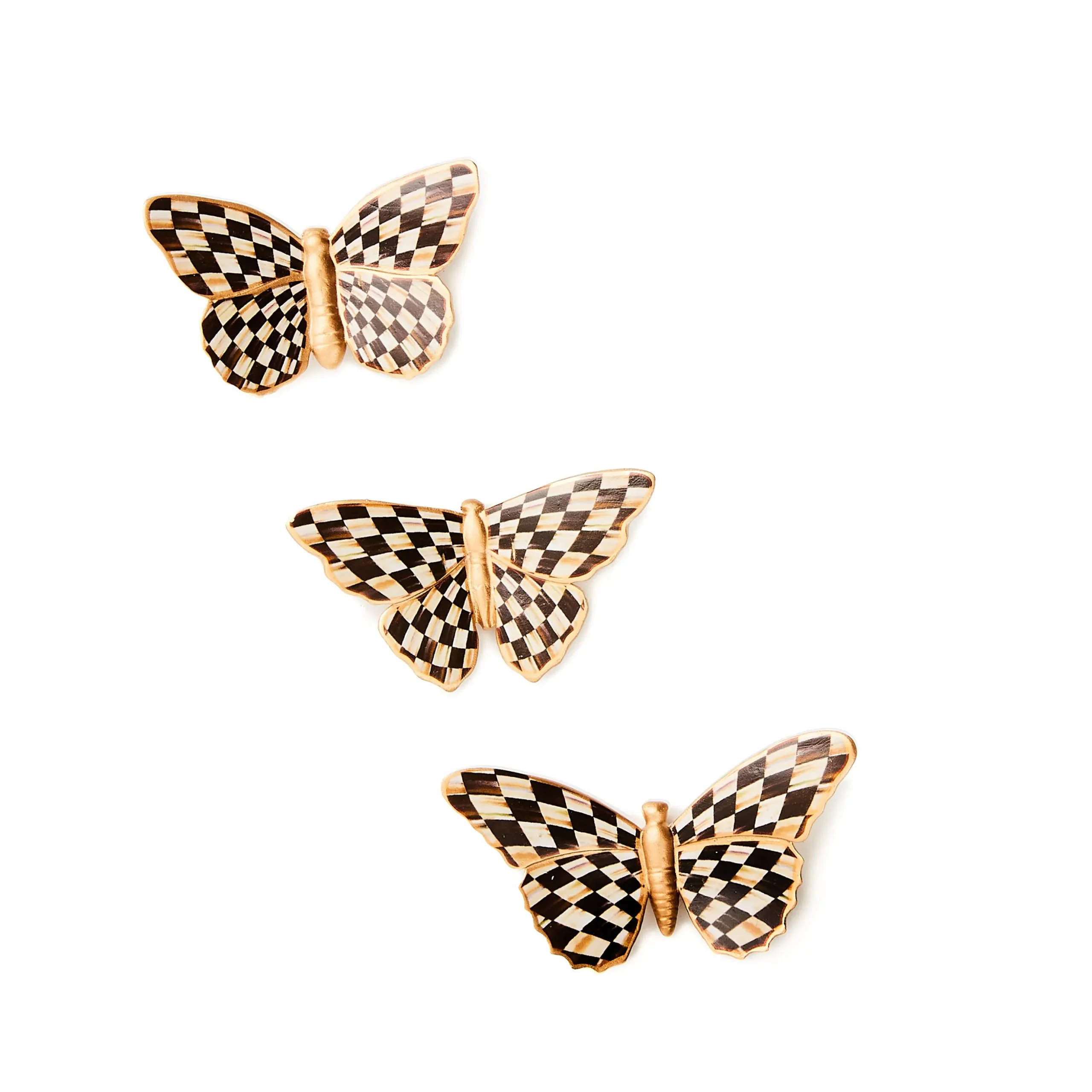Courtly Check Butterfly Magnets, Set of 3