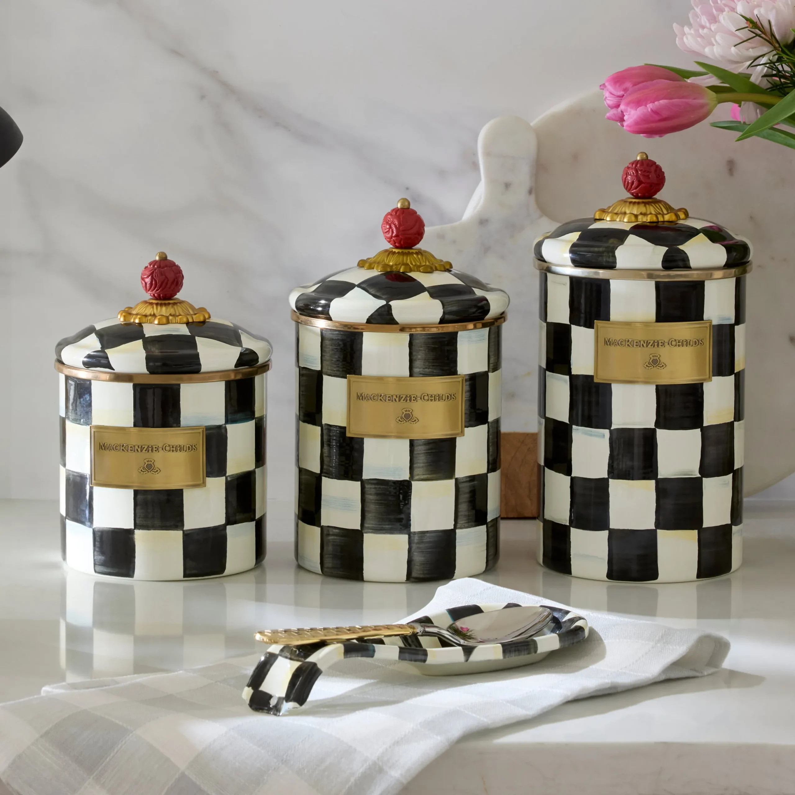 Courtly Check Canisters, Set of 3