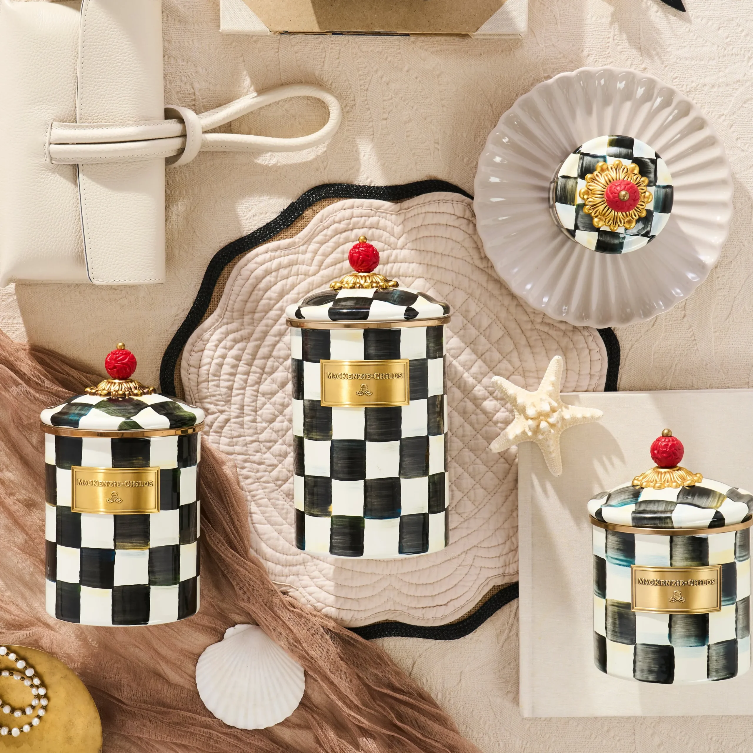 Courtly Check Canisters, Set of 3