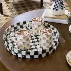 Courtly Check Capiz Round Tray