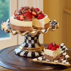 Courtly Check Ceramic Fluted Cake Stand