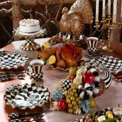 Courtly Check Ceramic Fluted Cake Stand