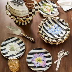 Courtly Check Ceramic Fluted Cake Stand