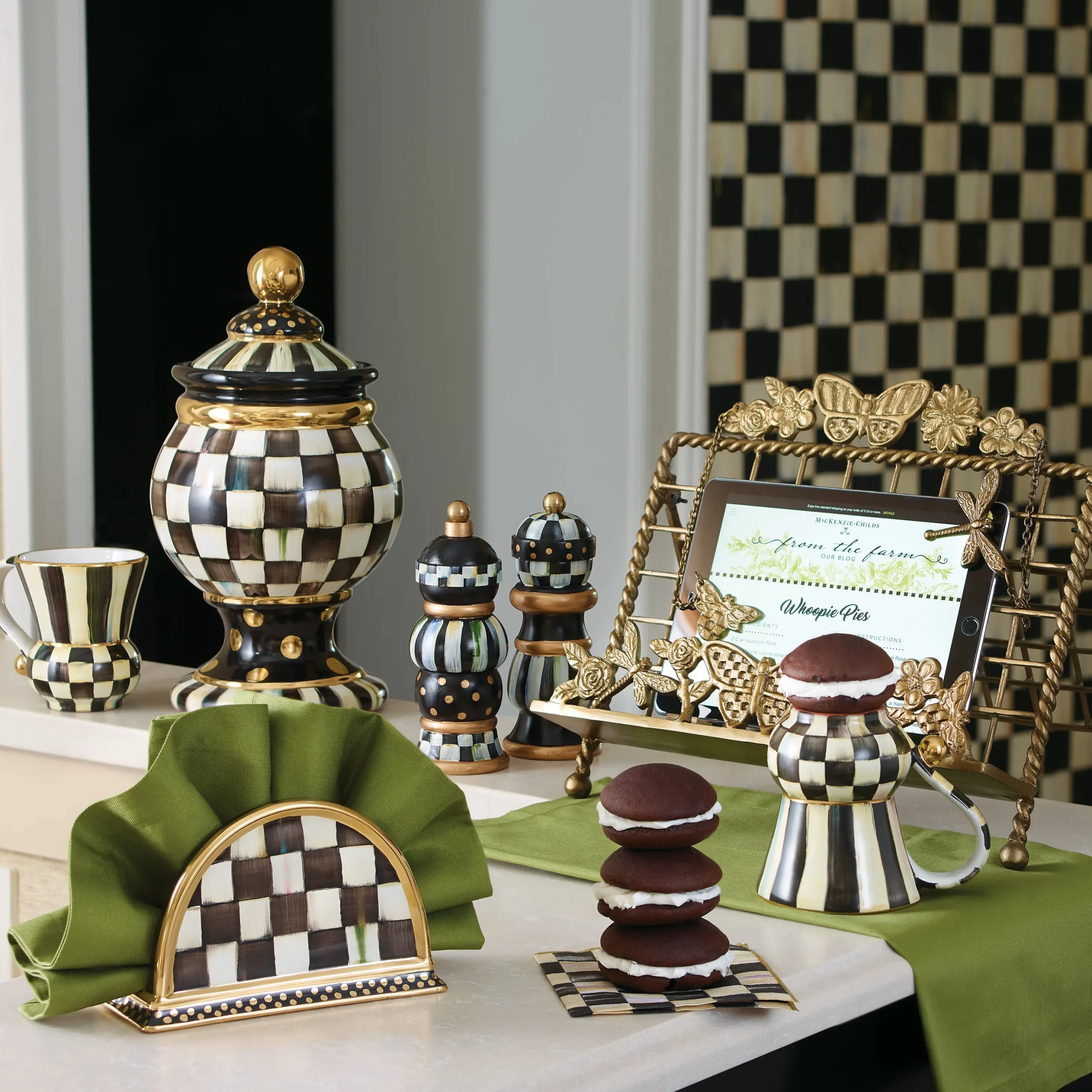 Courtly Check Ceramic Globe Canister