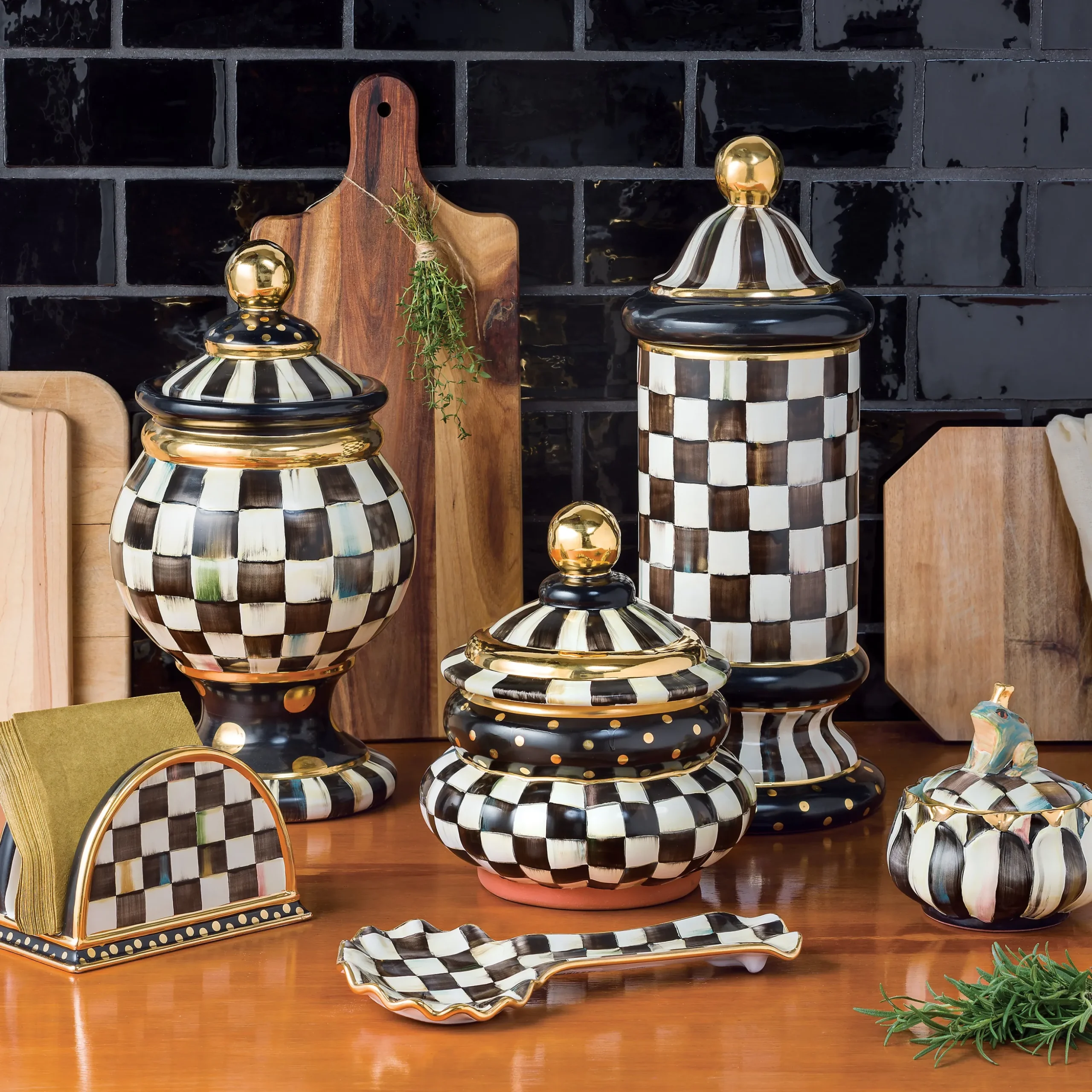 Courtly Check Ceramic Groovy Canister
