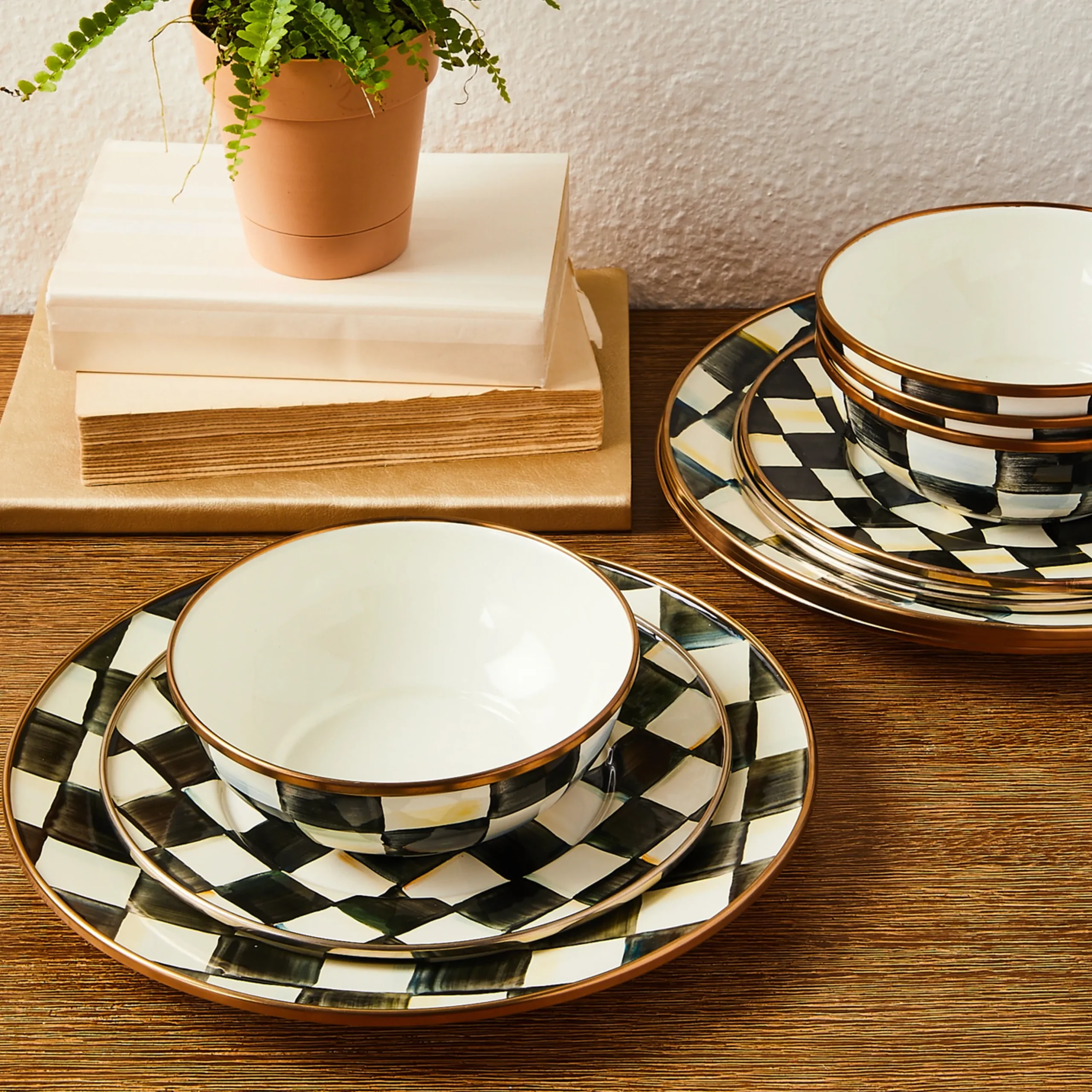 Courtly Check Dinnerware 12pc Complete Set
