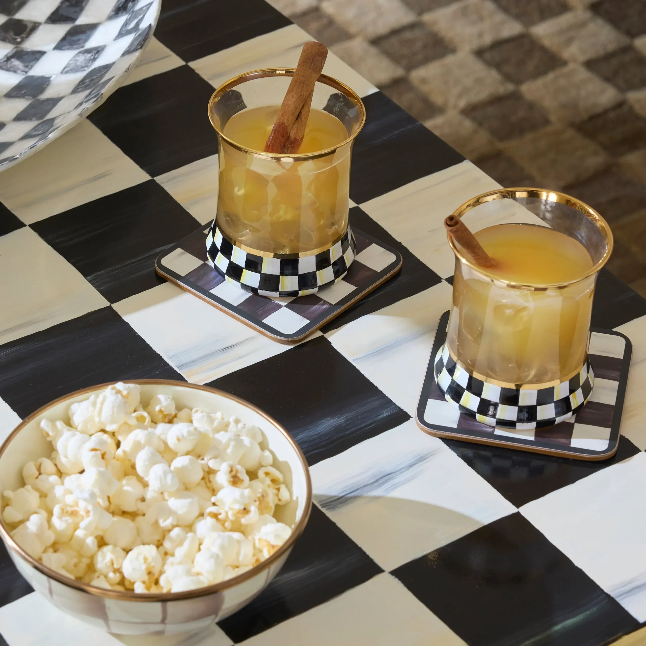 Courtly Checked Cork Back Coasters, Set of 4