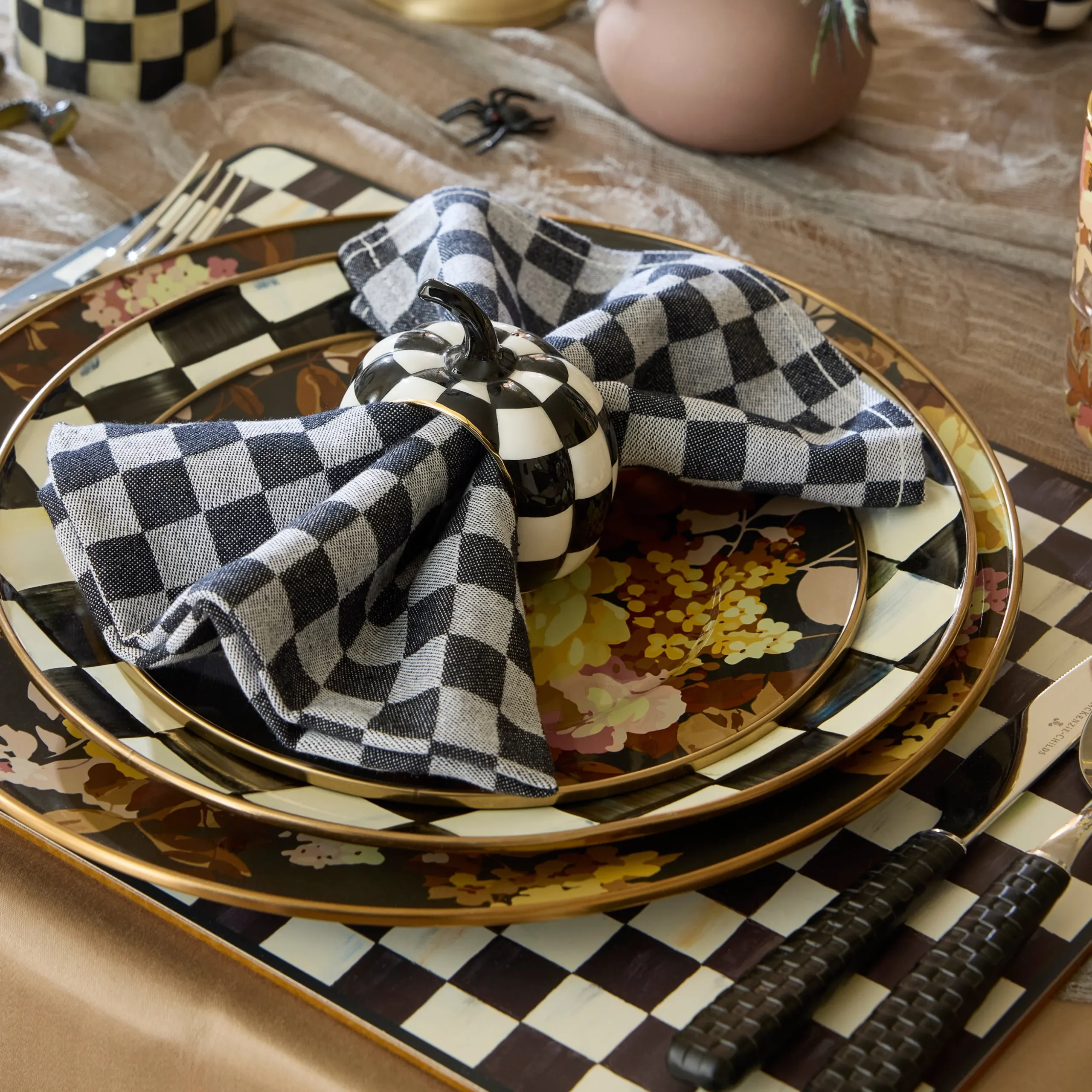 Courtly Checked Cork Back Placemats, Set of 4