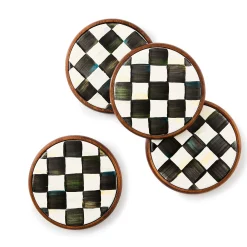 Courtly Check Enamel Coasters, Set of 4