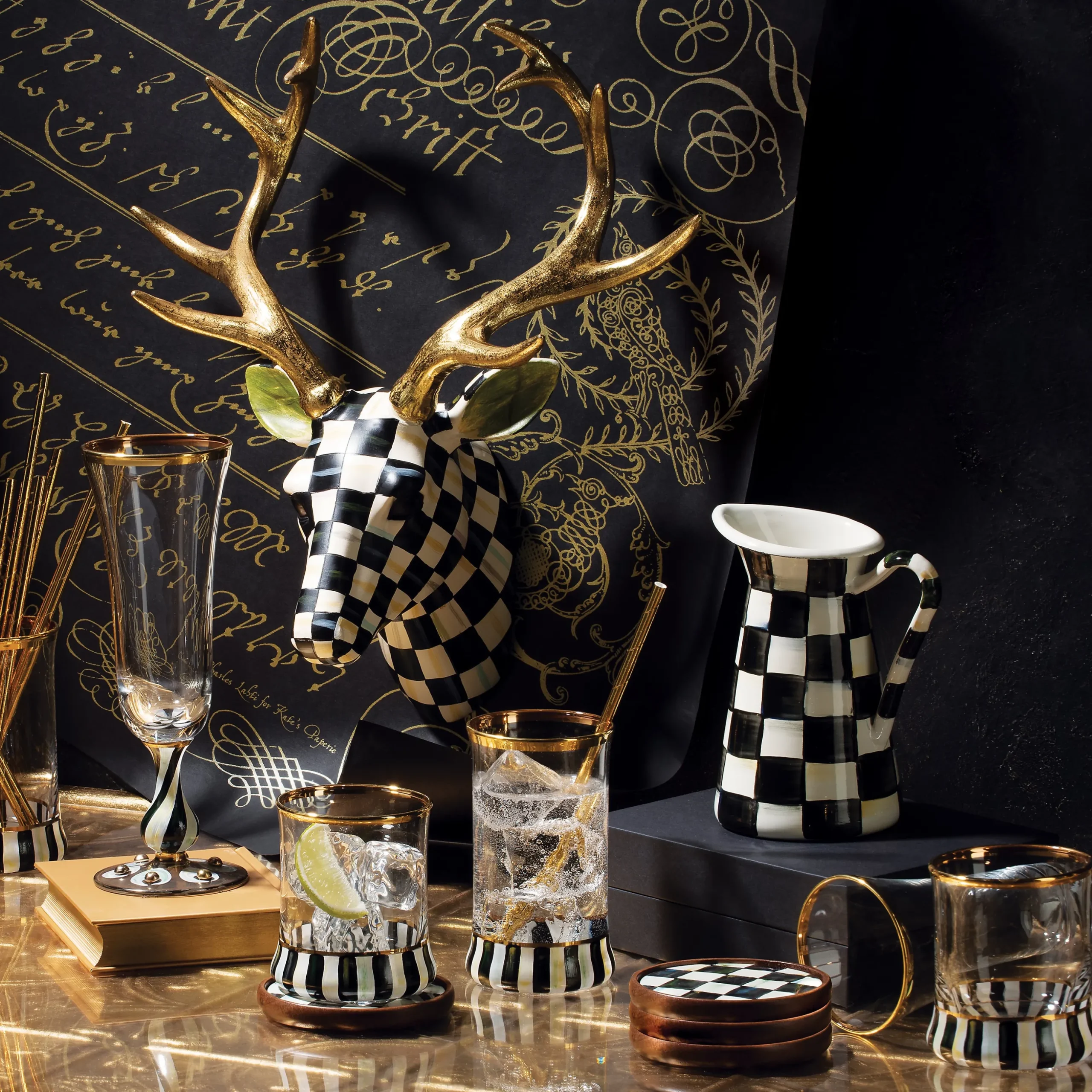 Courtly Check Enamel Coasters, Set of 4