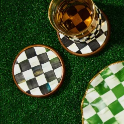 Courtly Check Enamel Coasters, Set of 4