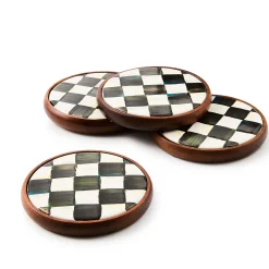 Courtly Check Enamel Coasters, Set of 4