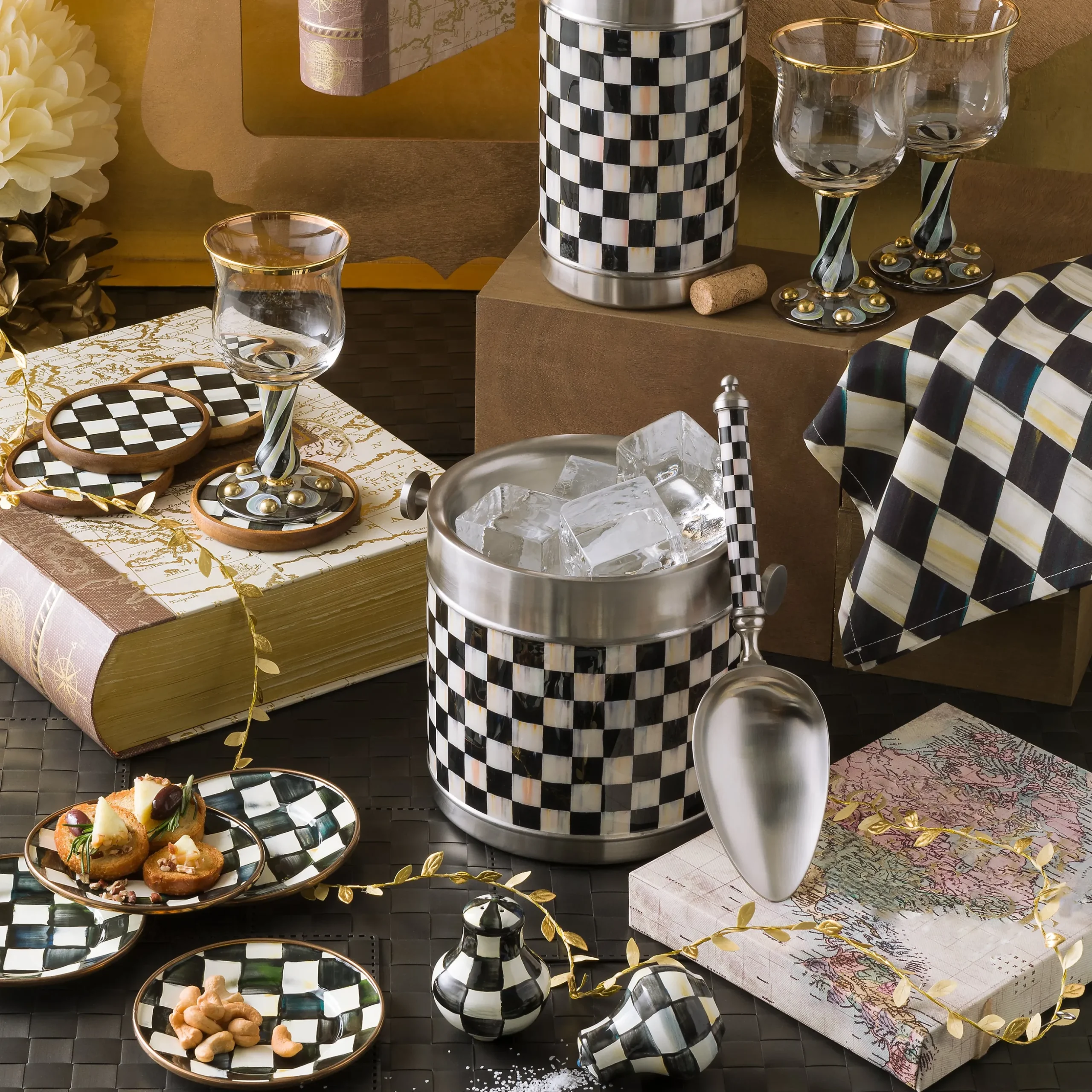 Courtly Check Enamel Coasters, Set of 4