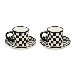 Courtly Check Espresso Cup & Saucer, Set of 2
