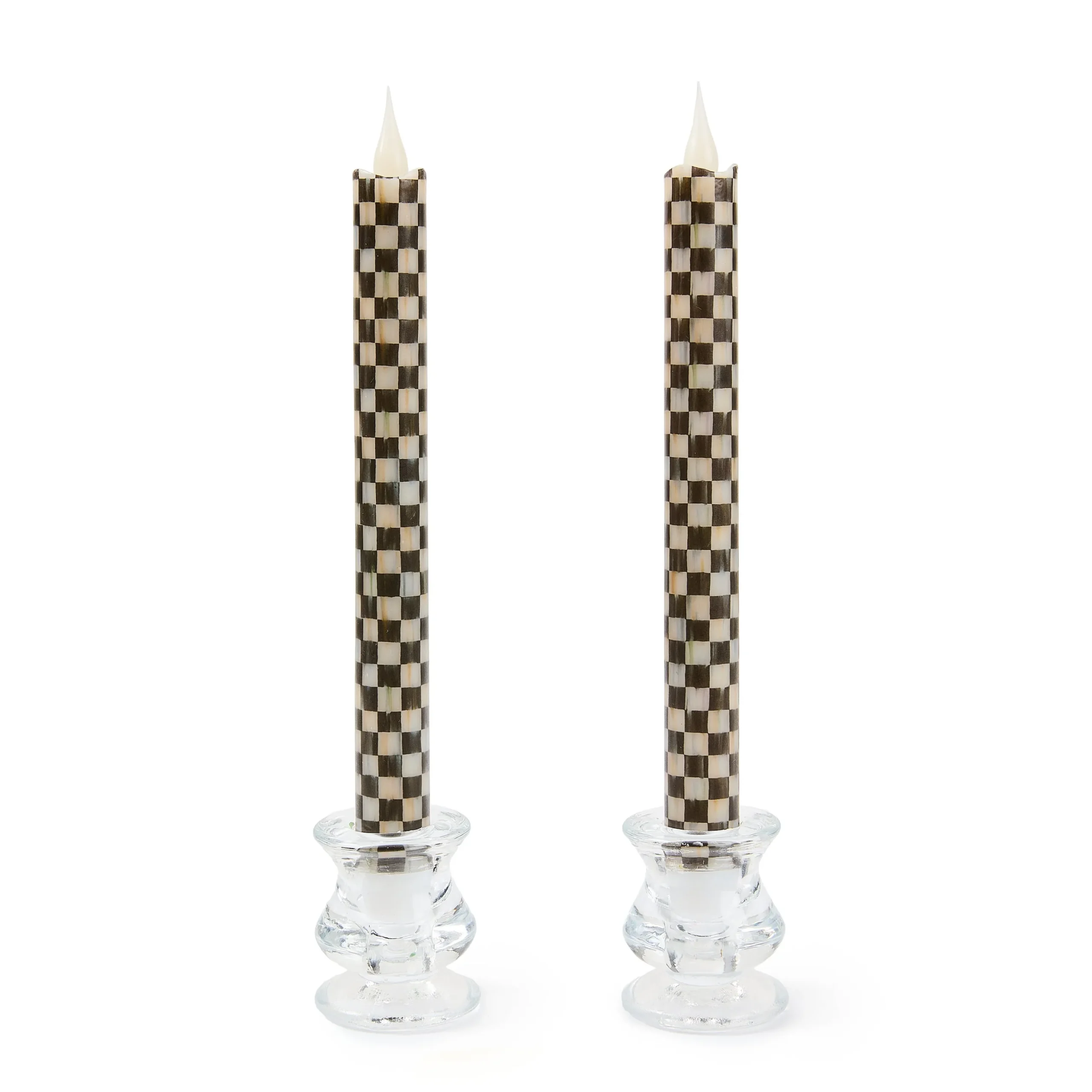 Courtly Check Flameless Dinner Candles, Set of 2