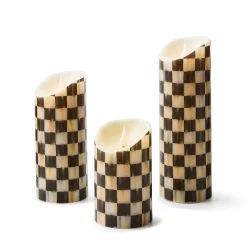 Courtly Check Flicker Candles - Set of 3