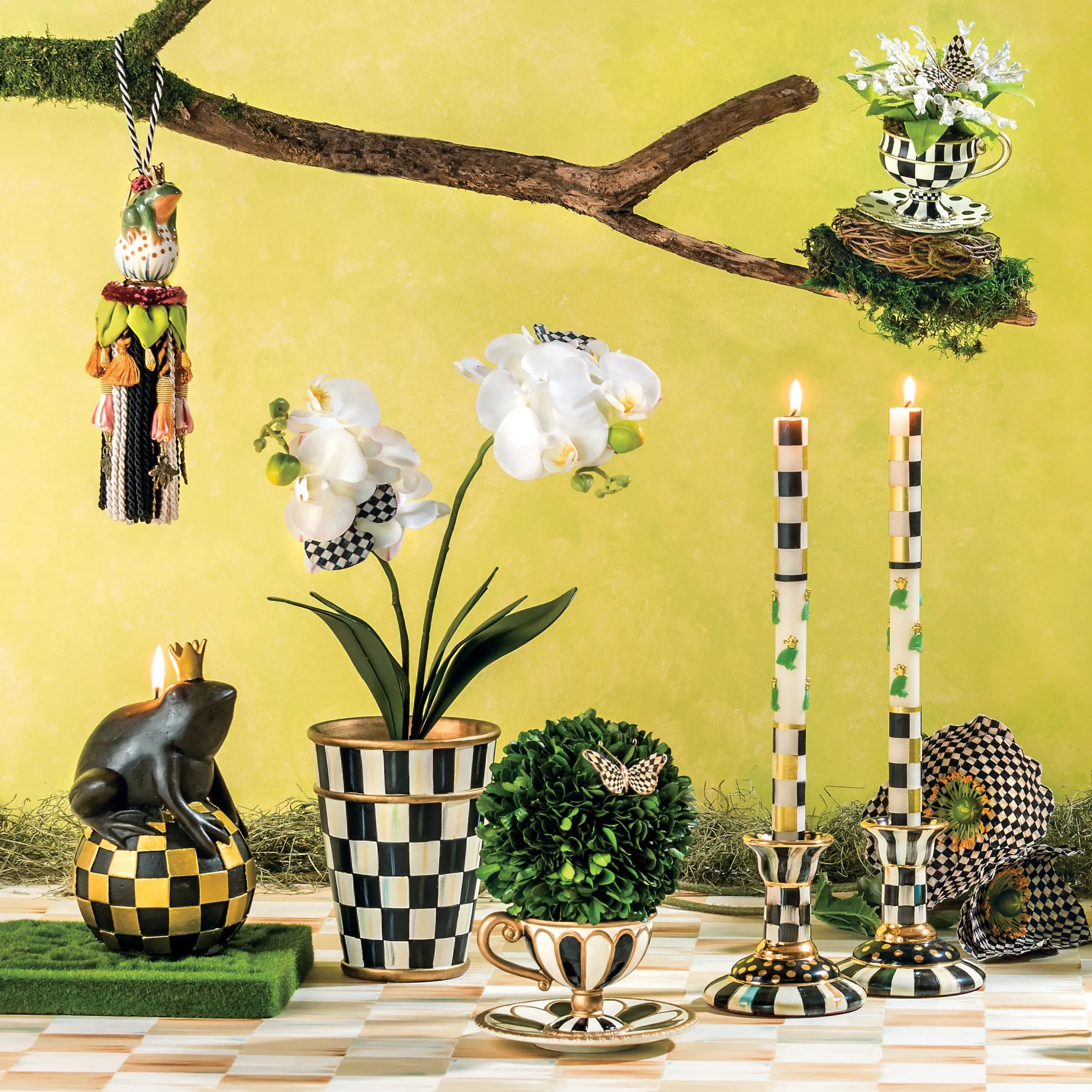 Courtly Check Large Ceramic Candlestick