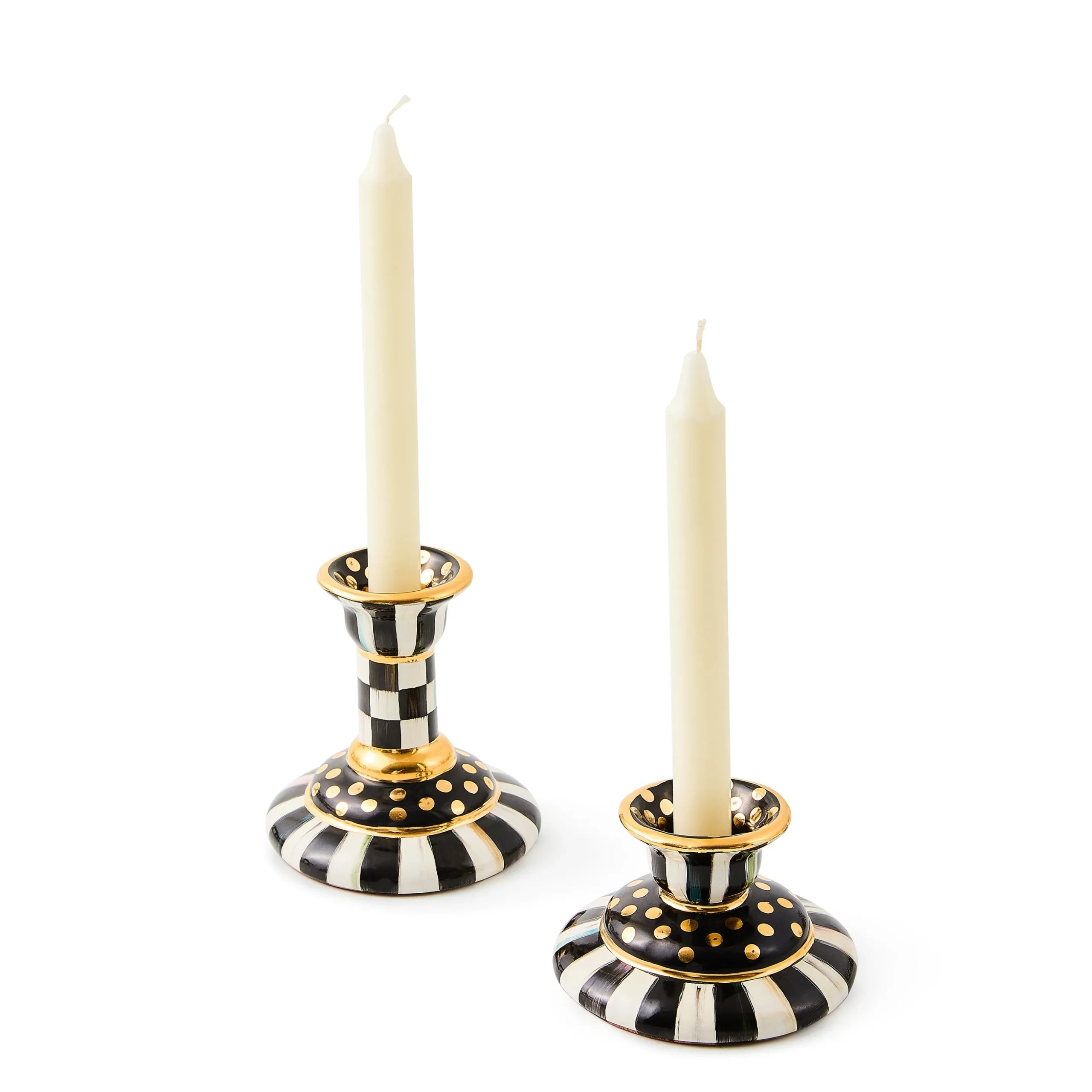 Courtly Check Large Ceramic Candlestick