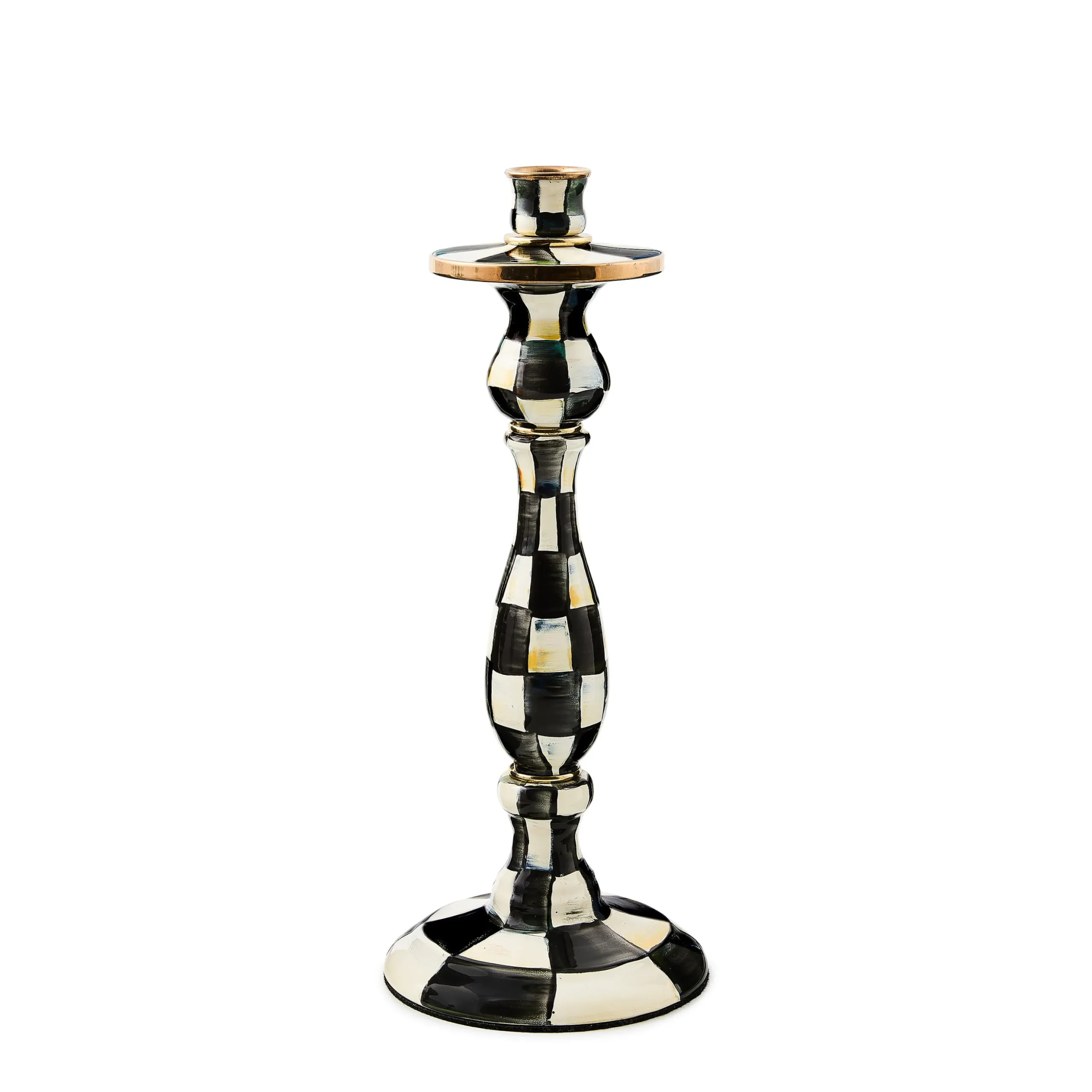 Courtly Check Large Enamel Candlestick